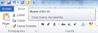 Resultado de imagen de word 2010 CREACIÓN DE UN NUEVO DOCUMENTO